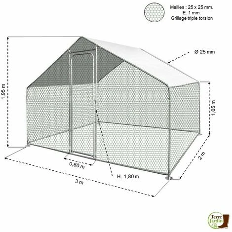 TERRE JARDIN Enclos Poulailler / Volière Extérieur 6 M2 2 TERRE JARDIN Enclos Poulailler / Volière Extérieur 6 M2 – Image 2