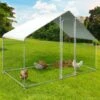 IDMARKET Enclos Poulailler 3 M² Parc Grillagé 2,20x1,4 M Acier Galvanisé - Naturel