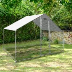 IDMARKET Enclos Poulailler 3 M² Parc Grillagé 2,20x1,4 M Acier Galvanisé - Naturel -Polire Soldes Boutique 12160537 5