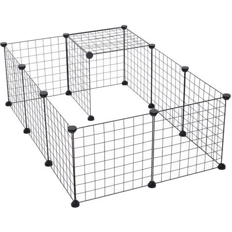 PawHut Cage Parc Enclos Pour Animaux Domestiques L 106 X L 73 X H 36 Cm Bords Arrondis Fil Métallique Noir 55 - Noir 1 PawHut Cage Parc Enclos Pour Animaux Domestiques L 106 X L 73 X H 36 Cm Bords Arrondis Fil Métallique Noir 55 - Noir