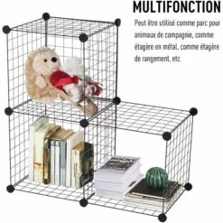 PawHut Cage Parc Enclos Pour Animaux Domestiques L 106 X L 73 X H 36 Cm Bords Arrondis Fil Métallique Noir 55 - Noir 9 PawHut Cage Parc Enclos Pour Animaux Domestiques L 106 X L 73 X H 36 Cm Bords Arrondis Fil Métallique Noir 55 - Noir -Polire Soldes Boutique 12311127 5