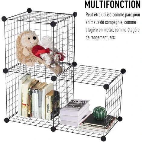 PawHut Cage Parc Enclos Pour Animaux Domestiques L 106 X L 73 X H 36 Cm Bords Arrondis Fil Métallique Noir 55 - Noir 5 PawHut Cage Parc Enclos Pour Animaux Domestiques L 106 X L 73 X H 36 Cm Bords Arrondis Fil Métallique Noir 55 - Noir – Image 5