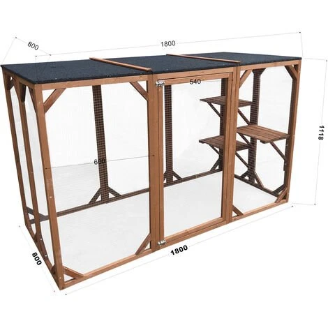 WILTEC Enclos Extérieur Parc Pour Chat Résistant Aux Intempéries 180 X 80 X 111,8 Cm Avec 3 Zones De Repos 4 WILTEC Enclos Extérieur Parc Pour Chat Résistant Aux Intempéries 180 X 80 X 111,8 Cm Avec 3 Zones De Repos – Image 4