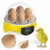 INCUBATO Couveuse Semi Automatique Incubateur Digital LED Machine À Couver 7 Oeufs Poule - Marron, Blanc