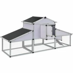 VidaXL Poulailler Avec Rampes Et Nichoir Aluminium - Blanc -Polire Soldes Boutique 1442771 4