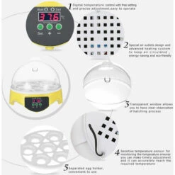 ASUPERMALL Incubateur Automatique Intelligent Pour Oeufs 7 Oeufs Ac220V Eu Plug -Polire Soldes Boutique 14635317 4