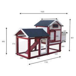 WILTEC Poulailler Avec Nichoir & Enclos Pondoir Peinture Rouge-blanche Clapier Plancher Amovible Volaille -Polire Soldes Boutique 14833597 3