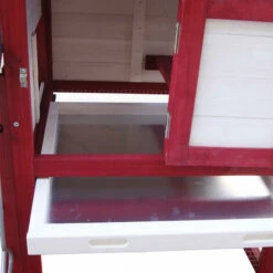 WILTEC Poulailler Avec Nichoir & Enclos Pondoir Peinture Rouge-blanche Clapier Plancher Amovible Volaille -Polire Soldes Boutique 14833597 4