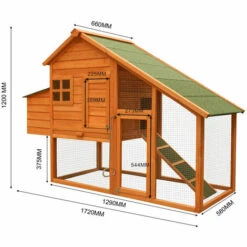 WILTEC Poulailler Avec Nichoir & Enclos Bois D’épicéa 1720x660x1200 Mm Grillage Bac à Crottes Galvanisé -Polire Soldes Boutique 1526561 4