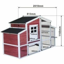 WILTEC Poulailler XXL Avec Nichoir & Abri Spacieux Bois D'épicéa Avec Toit En Bitume 2010x813x1165mm -Polire Soldes Boutique 1526572 4