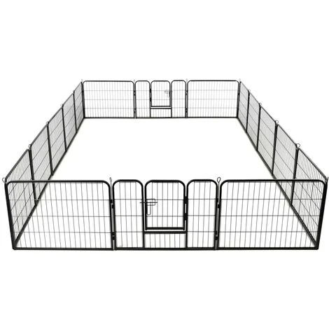 VidaXL Parc Pour Chiens 16 Panneaux Acier 60 X 80 Cm Noir 2 VidaXL Parc Pour Chiens 16 Panneaux Acier 60 X 80 Cm Noir – Image 2