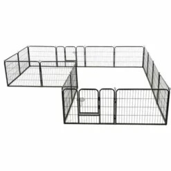 VidaXL Parc Pour Chiens 16 Panneaux Acier 60 X 80 Cm Noir 8 VidaXL Parc Pour Chiens 16 Panneaux Acier 60 X 80 Cm Noir -Polire Soldes Boutique 15278341 4