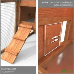 VOUNOT Poulailler En Bois Avec Pondoir Et Perchoir Accueillant 2 Poules -Polire Soldes Boutique 15463901 4