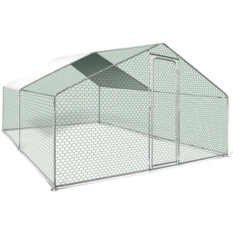 IDMARKET Enclos Poulailler 16 M² Parc Grillagé 4x4 M Acier Galvanisé - Naturel 2 IDMARKET Enclos Poulailler 16 M² Parc Grillagé 4x4 M Acier Galvanisé - Naturel – Image 2