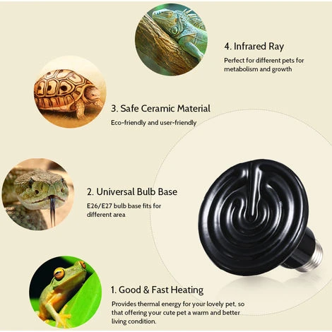 ASUPERMALL Ac110-120V 100W En Ceramique Lumiere Emettrice De Chaleur, Base E26 / E27 5 ASUPERMALL Ac110-120V 100W En Ceramique Lumiere Emettrice De Chaleur, Base E26 / E27 – Image 5