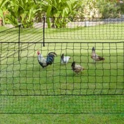 IDMARKET Kit Clôture Filet à Poules 24 M Avec Porte 9 Piquets Double Pointe