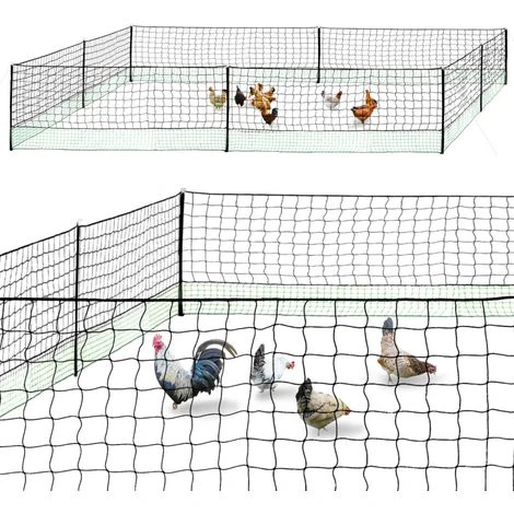 IDMARKET Kit Clôture Filet à Poules 24 M Avec Porte 9 Piquets Double Pointe 2 IDMARKET Kit Clôture Filet à Poules 24 M Avec Porte 9 Piquets Double Pointe – Image 2