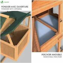 VOUNOT Poulailler En Bois XL Avec Pondoir Et Perchoir -Polire Soldes Boutique 16517335 4