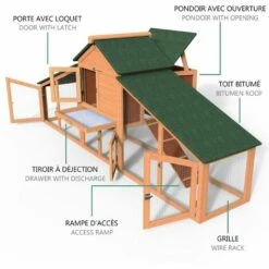 VOUNOT Poulailler En Bois XL Avec Pondoir Et Perchoir -Polire Soldes Boutique 16517335 5