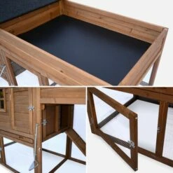 ALICE'S GARDEN Poulailler En Bois Avec Carré Potager CAMPINE, 3 Poules, Cage à Poule Avec Enclos, Poulailler Avec Jardinière - Bois -Polire Soldes Boutique 16770478 4
