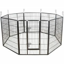 HELLOSHOP26 Parc Enclos Cage Pour Chiens Chiots Animaux De Compagnie 163 X 163 Cm Gris - Gris