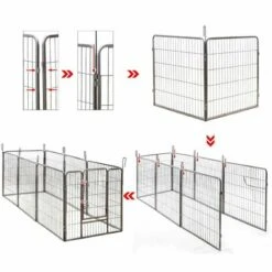 HELLOSHOP26 Parc Enclos Cage Pour Chiens Chiots Animaux De Compagnie 163 X 163 Cm Gris - Gris -Polire Soldes Boutique 1678180 3