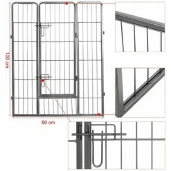 HELLOSHOP26 Parc Enclos Cage Pour Chiens Chiots Animaux De Compagnie 163 X 163 Cm Gris - Gris -Polire Soldes Boutique 1678180 4