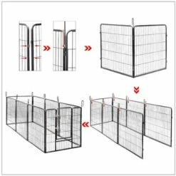 HELLOSHOP26 Parc Enclos Cage Pour Chiens Chiots Animaux De Compagnie 163 X 163 Noir - Noir -Polire Soldes Boutique 1678181 3