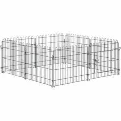 PawHut Parc Enclos Pour Chiens Chiots Animaux Domestiques Diamètre 158 Cm 8 Panneaux 71L X 61H Cm Noir
