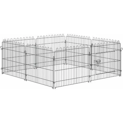 PawHut Parc Enclos Pour Chiens Chiots Animaux Domestiques Diamètre 158 Cm 8 Panneaux 71L X 61H Cm Noir 1 PawHut Parc Enclos Pour Chiens Chiots Animaux Domestiques Diamètre 158 Cm 8 Panneaux 71L X 61H Cm Noir