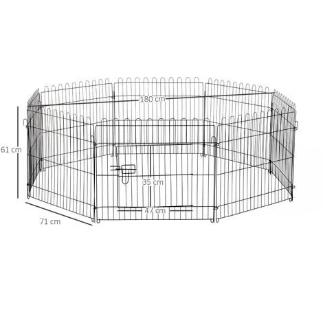 PawHut Parc Enclos Pour Chiens Chiots Animaux Domestiques Diamètre 158 Cm 8 Panneaux 71L X 61H Cm Noir 3 PawHut Parc Enclos Pour Chiens Chiots Animaux Domestiques Diamètre 158 Cm 8 Panneaux 71L X 61H Cm Noir – Image 3