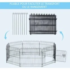 PawHut Parc Enclos Pour Chiens Chiots Animaux Domestiques Diamètre 158 Cm 8 Panneaux 71L X 61H Cm Noir 9 PawHut Parc Enclos Pour Chiens Chiots Animaux Domestiques Diamètre 158 Cm 8 Panneaux 71L X 61H Cm Noir -Polire Soldes Boutique 17063393 5