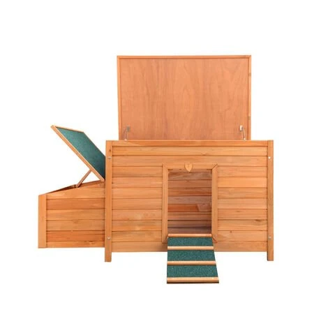 WILTEC Poulailler Marron Rougeâtre Bois 136x74x70cm Nichoir Bac Amovible Nettoyage Abri Niche Maisonnette 2 WILTEC Poulailler Marron Rougeâtre Bois 136x74x70cm Nichoir Bac Amovible Nettoyage Abri Niche Maisonnette – Image 2