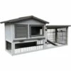 WILTEC Poulailler Gris Clair 144x52,5x68,5 Cm Bois Nichoir & Enclos Bac Amovible Nettoyage Cage Basse-cour