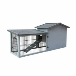 WILTEC Poulailler Gris Clair 144x52,5x68,5 Cm Bois Nichoir & Enclos Bac Amovible Nettoyage Cage Basse-cour -Polire Soldes Boutique 17741944 3
