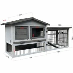 WILTEC Poulailler Gris Clair 144x52,5x68,5 Cm Bois Nichoir & Enclos Bac Amovible Nettoyage Cage Basse-cour -Polire Soldes Boutique 17741944 5