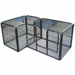 Bc-elec - 5663-1590 Parc à Chiots, Chiens Et Autres Animaux, 7 Panneaux, Modulable - Noir