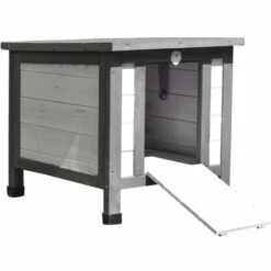 MUCOLA Maison De Chat Blanc/gris Maison De Chat Extérieur Chat Grotte Litière Boîte De Bois Maison De Chat