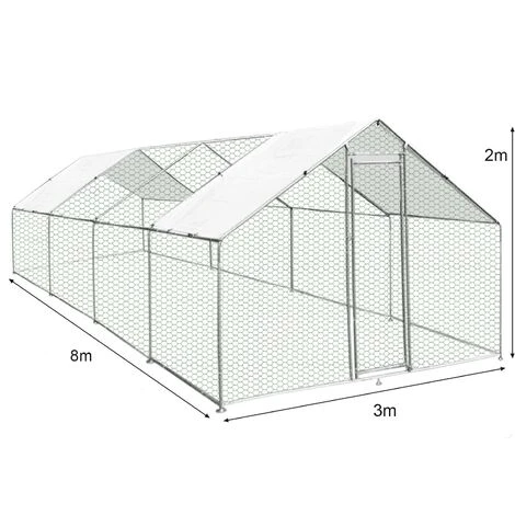 MONSTER SHOP Enclos Poulailler Extérieur 3mx8mx2m Volière Acier Galvanisé Volaille Cage Animal Chien Lapin Canard Bâche Toit GRATIS - Argent 3 MONSTER SHOP Enclos Poulailler Extérieur 3mx8mx2m Volière Acier Galvanisé Volaille Cage Animal Chien Lapin Canard Bâche Toit GRATIS - Argent – Image 3
