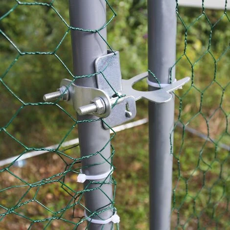 MONSTER SHOP Enclos Poulailler Extérieur 3mx8mx2m Volière Acier Galvanisé Volaille Cage Animal Chien Lapin Canard Bâche Toit GRATIS - Argent 4 MONSTER SHOP Enclos Poulailler Extérieur 3mx8mx2m Volière Acier Galvanisé Volaille Cage Animal Chien Lapin Canard Bâche Toit GRATIS - Argent – Image 4