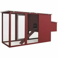 Poulailler D'extérieur Avec 1 Nichoir Rouge Bois VidaXL -Polire Soldes Boutique 18425806 4