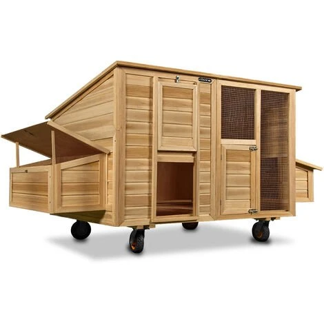 DEUBA Poulailler Mobile 220x125x118 Bois Avec Roues Pondoir Nichoirs Tiroir Coulissant Portes Protection En Bitume 1 DEUBA Poulailler Mobile 220x125x118 Bois Avec Roues Pondoir Nichoirs Tiroir Coulissant Portes Protection En Bitume