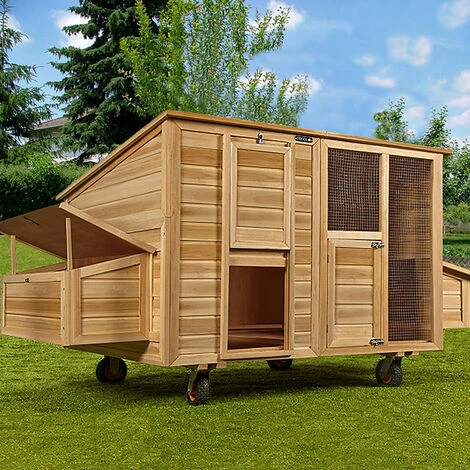 DEUBA Poulailler Mobile 220x125x118 Bois Avec Roues Pondoir Nichoirs Tiroir Coulissant Portes Protection En Bitume 2 DEUBA Poulailler Mobile 220x125x118 Bois Avec Roues Pondoir Nichoirs Tiroir Coulissant Portes Protection En Bitume – Image 2