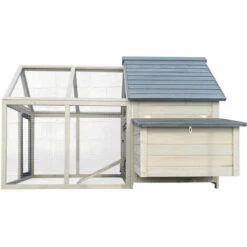 WILTEC Poulailler Bleu-gris 167x118x112cm Bois Nichoir & Enclos Bac Amovible Nettoyage Abri Basse-cour -Polire Soldes Boutique 18704483 3