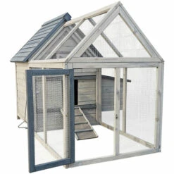 WILTEC Poulailler Bleu-gris 167x118x112cm Bois Nichoir & Enclos Bac Amovible Nettoyage Abri Basse-cour -Polire Soldes Boutique 18704483 4