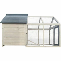 WILTEC Poulailler Bleu-gris 167x118x112cm Bois Nichoir & Enclos Bac Amovible Nettoyage Abri Basse-cour -Polire Soldes Boutique 18704483 5