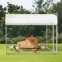 IDMARKET Enclos BOGOTA 4 M² Parc Grillagé 2x2x1,6 M Acier Galvanisé Avec Filet - Naturel -Polire Soldes Boutique 19996424 3