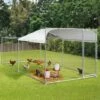 IDMARKET Enclos BOGOTA 8 M² Parc Grillagé 2x4x1,6 M Acier Galvanisé Avec Filet - Naturel