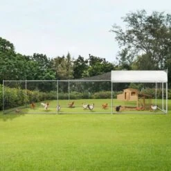 IDMARKET Enclos BOGOTA 12 M² Parc Grillagé 2x6x1,6 M Acier Galvanisé Avec Filet - Naturel -Polire Soldes Boutique 19996436 3