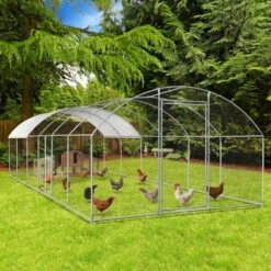 IDMARKET Enclos Poulailler Dôme 22,5 M² Parc Grillagé 3x7,5 M Avec Porte Latérale - Naturel -Polire Soldes Boutique 21649724 5